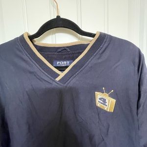 Vintage Sweater TV News Port Authority Polyester Nylon Warm V Neck Large L